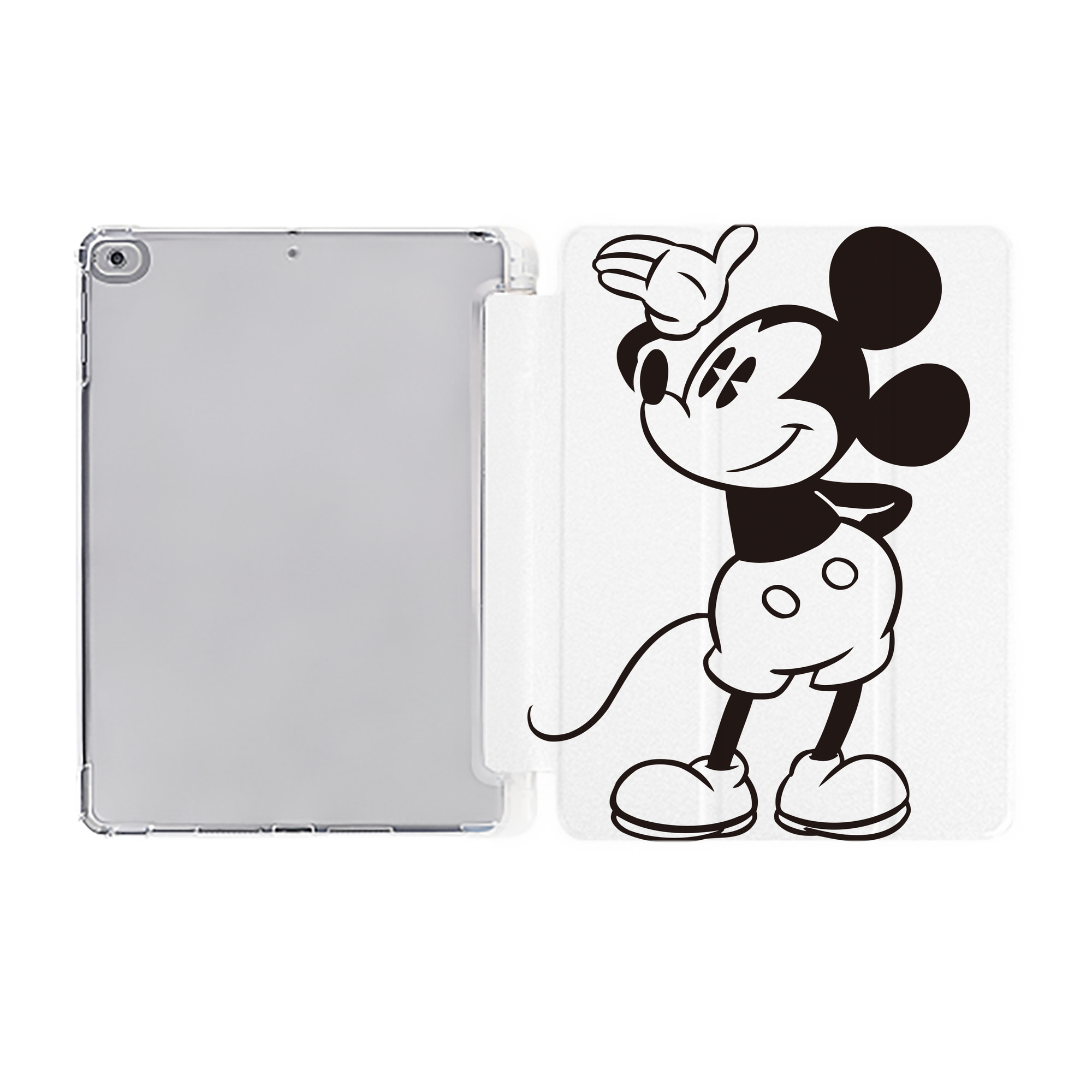 （画像用） ミッキーマウス Mickey Mouse IPad ケース ペン収納付き 三つ折りスタンド PUレザー×シリコン 対応機種9.5/10.5/10.9インチ